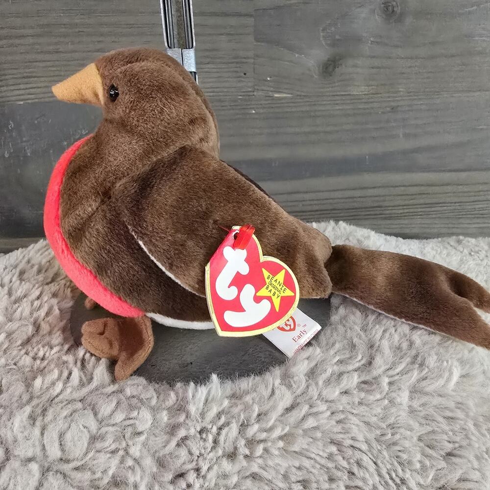 Ty Beanie Baby Early Robin Bird Plush 1997 Red Breasted Bird w/ Tags Retired